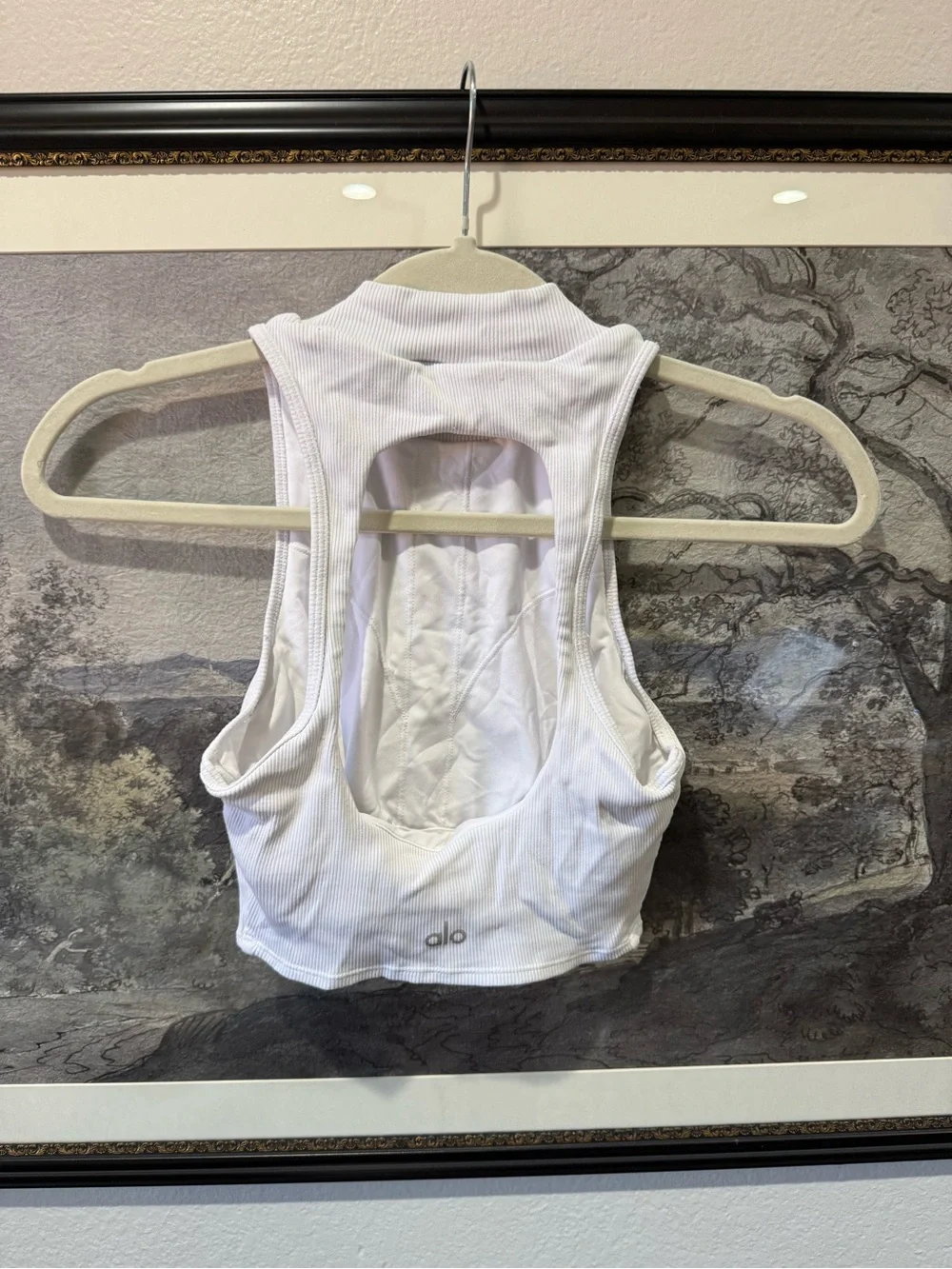 ALO Yoga White Ribbed Open-Back Crop Tank